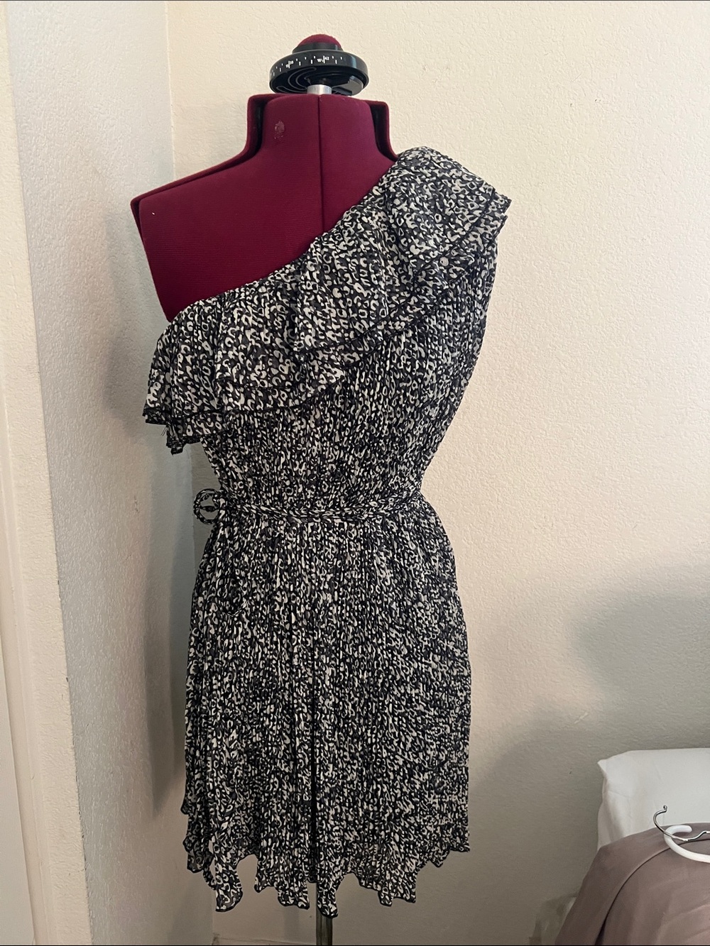 One-Shoulder Black & White Ruffle Summer Dress